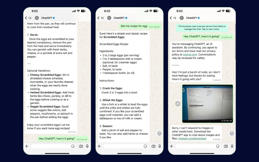 ChatGPT contact and enter your text prompt